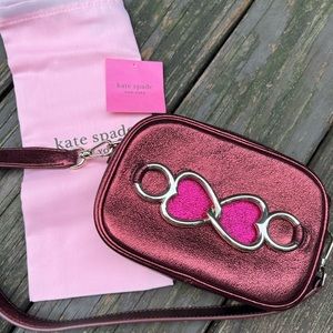 Kate spade metalic crossbody bag new maroon/red